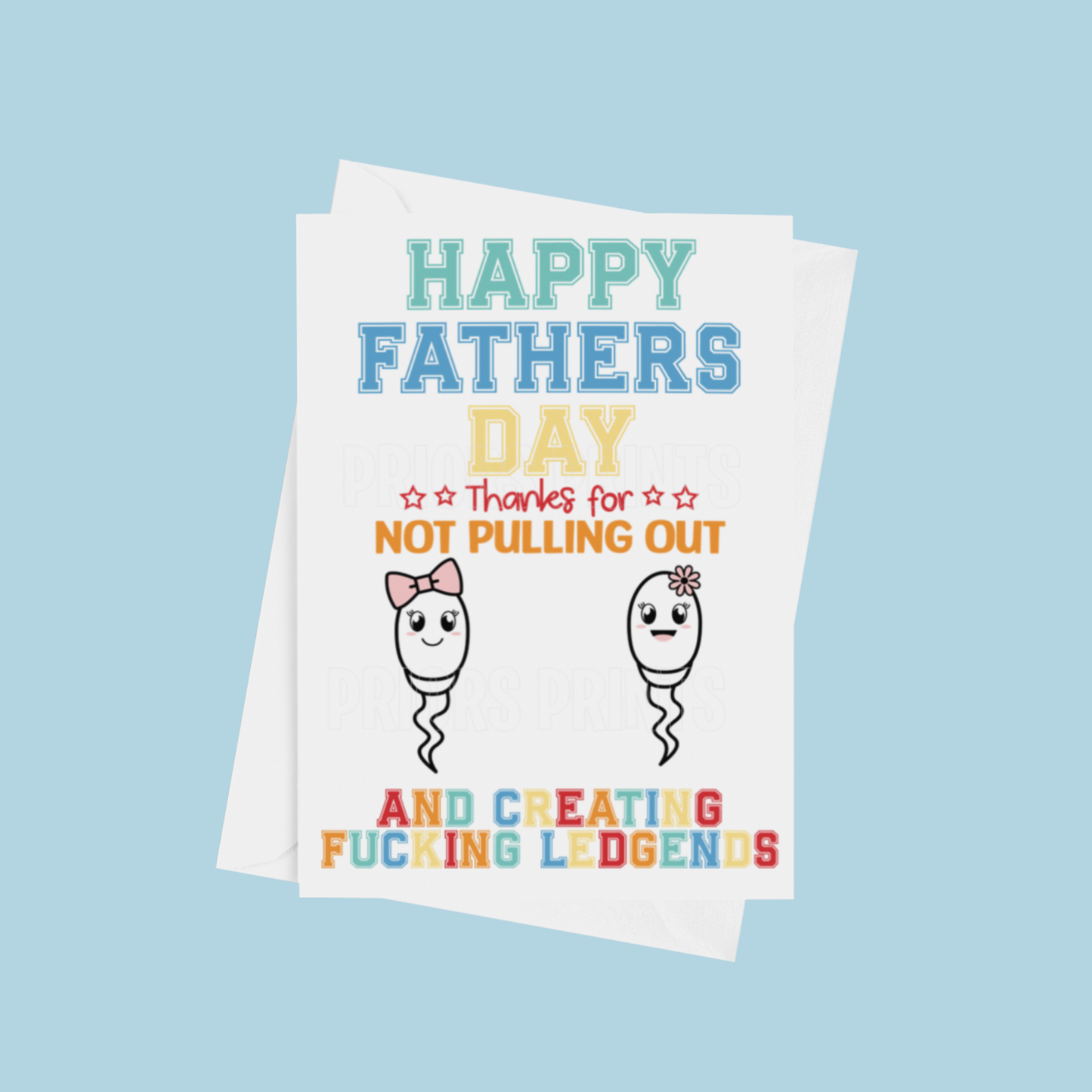 Personalised Funny Sperm Fathers Day Card for up to 5 children