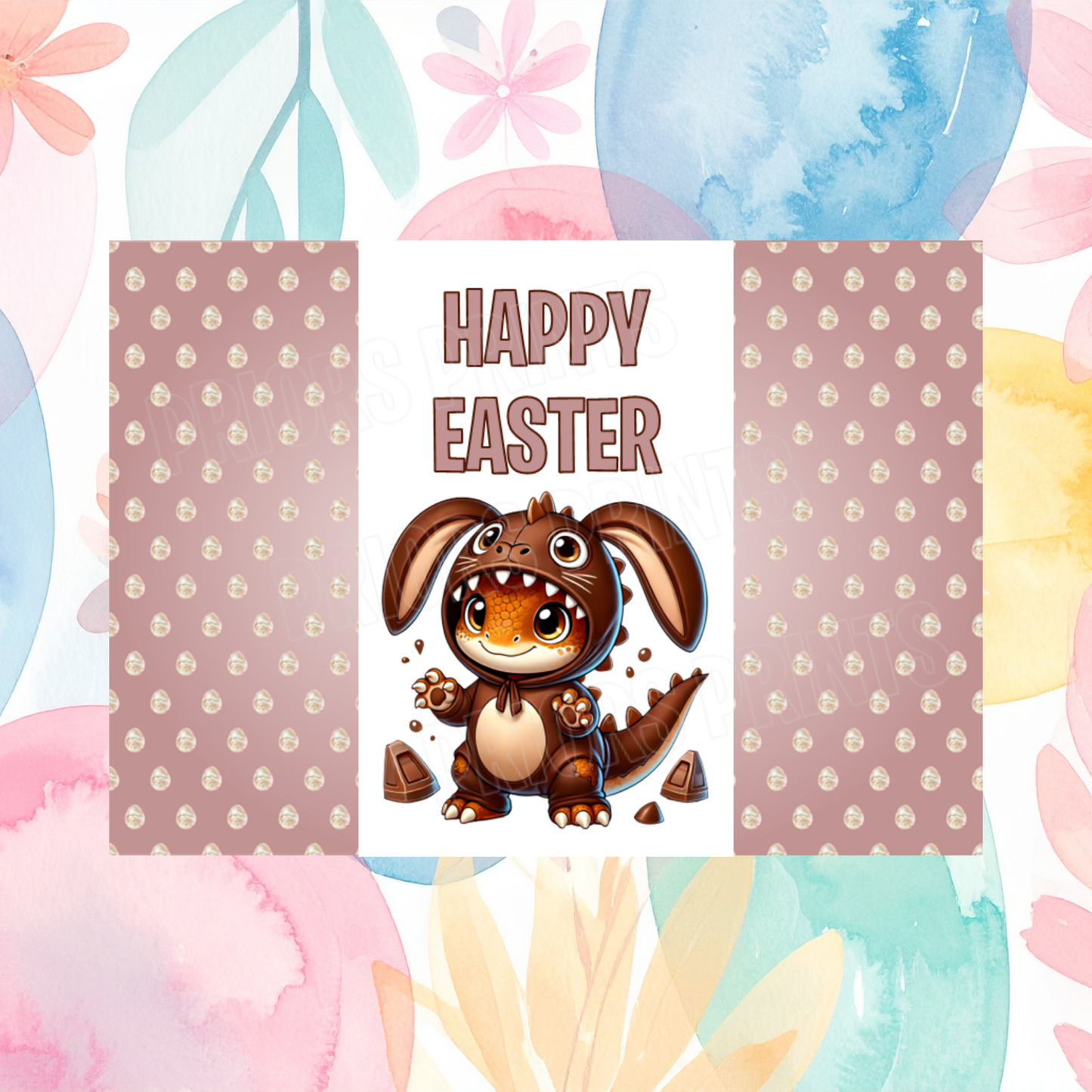 Cute Dinosaur Easter Chocolate Bar Wrapper