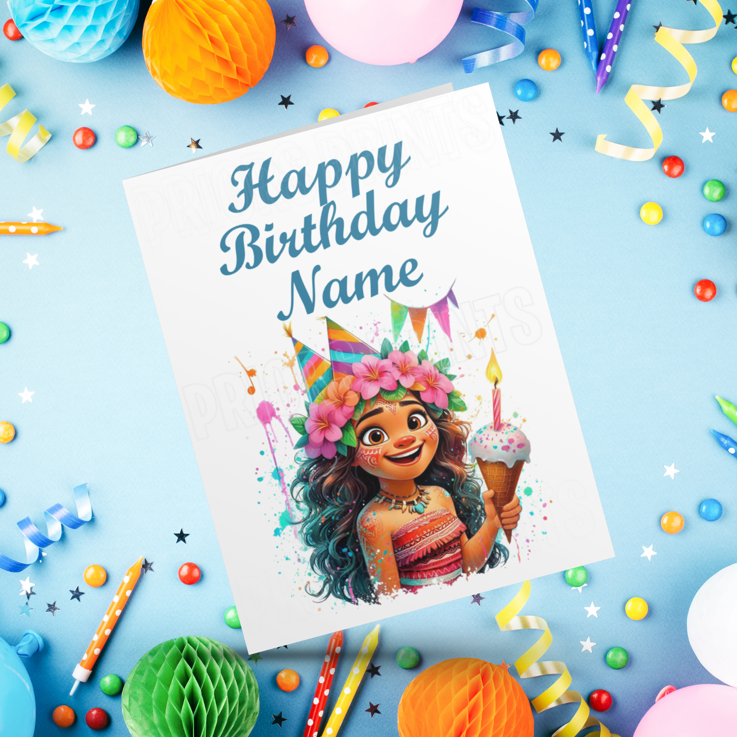 Personalised Moana Birthday Card I Princess