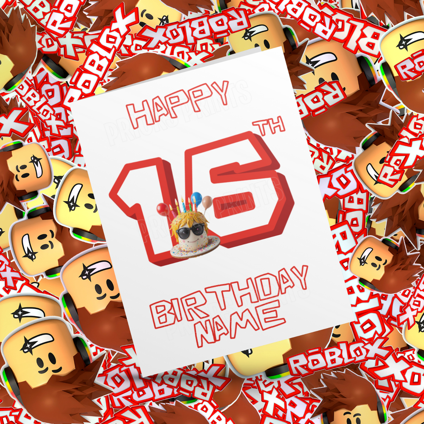 Personalised Roblox Birthday Card with Age 1-20 Years