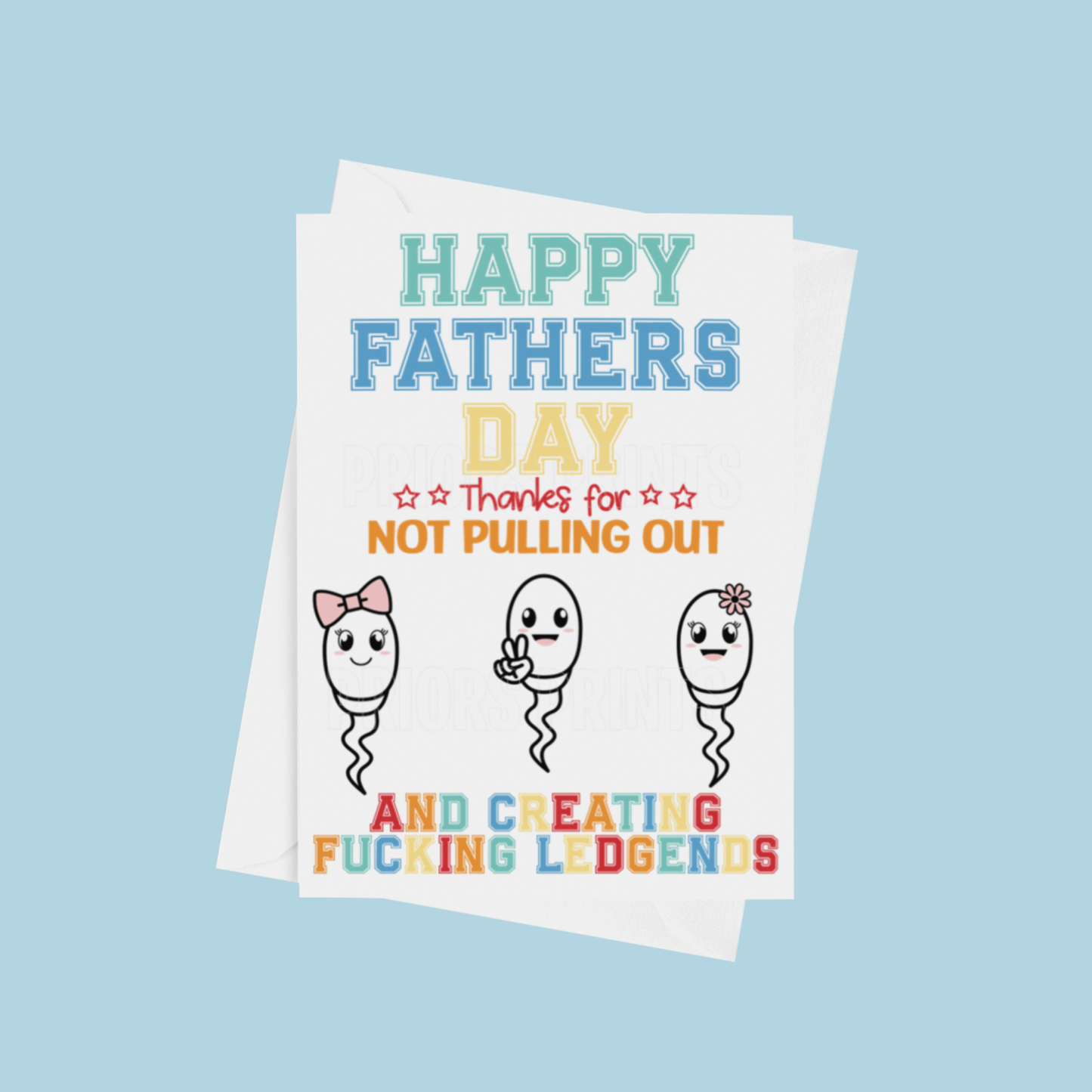 Personalised Funny Sperm Fathers Day Card for up to 5 children