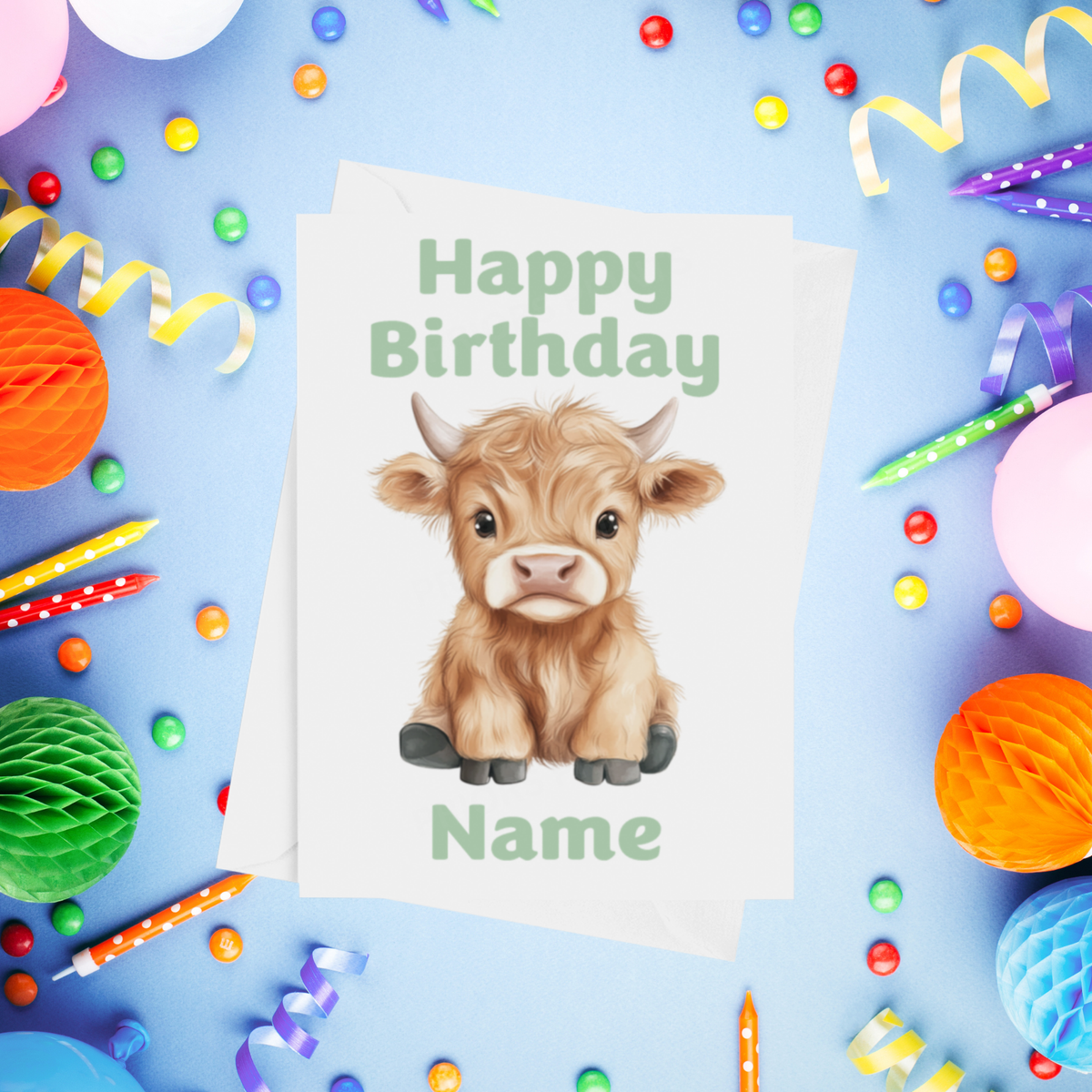 Highland Cow Personalised Birthday Card