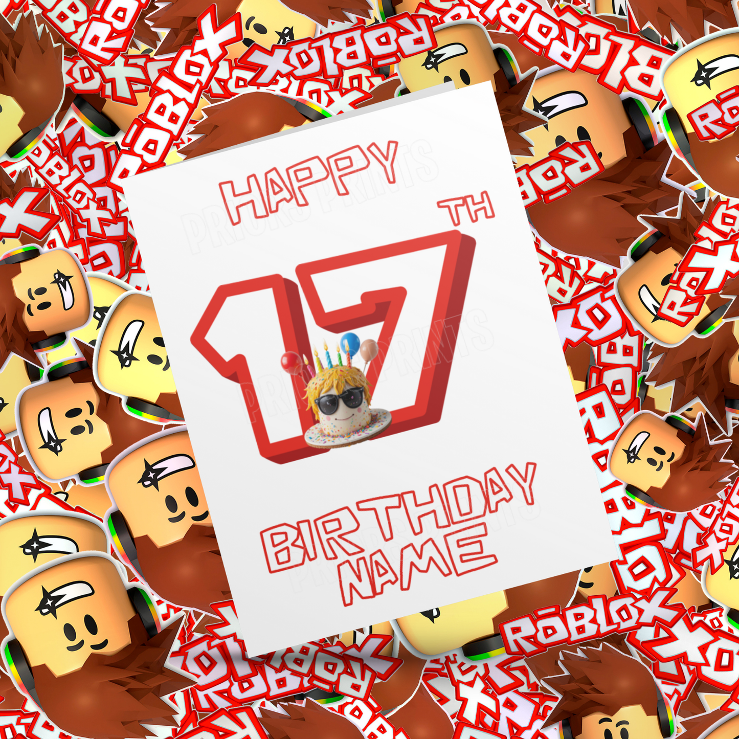 Personalised Roblox Birthday Card with Age 1-20 Years