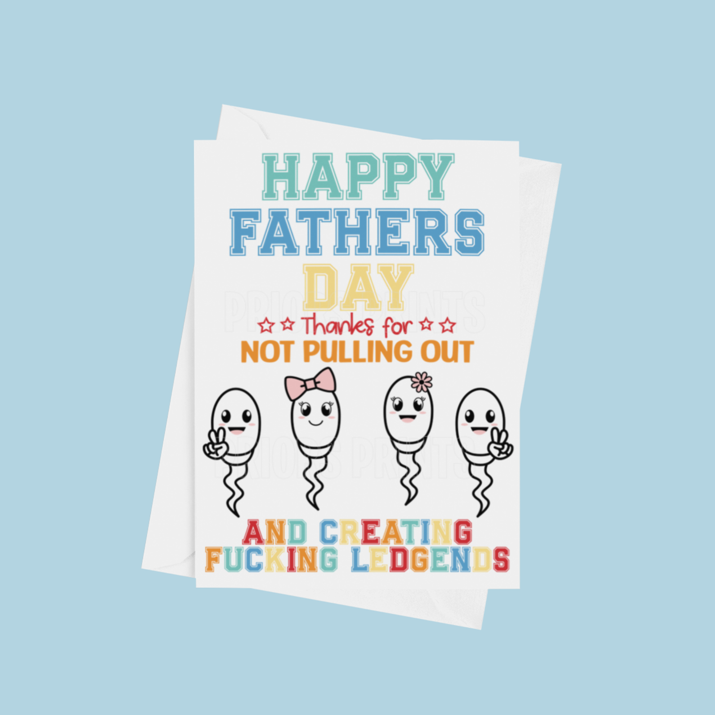 Personalised Funny Sperm Fathers Day Card for up to 5 children