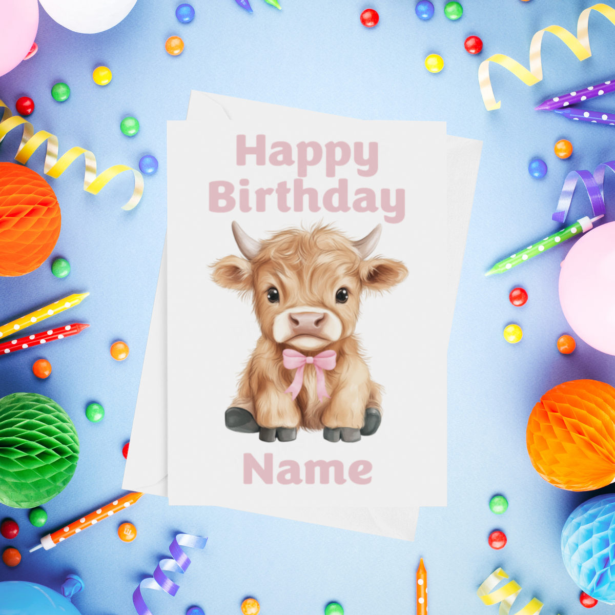 Highland Cow Personalised Birthday Card