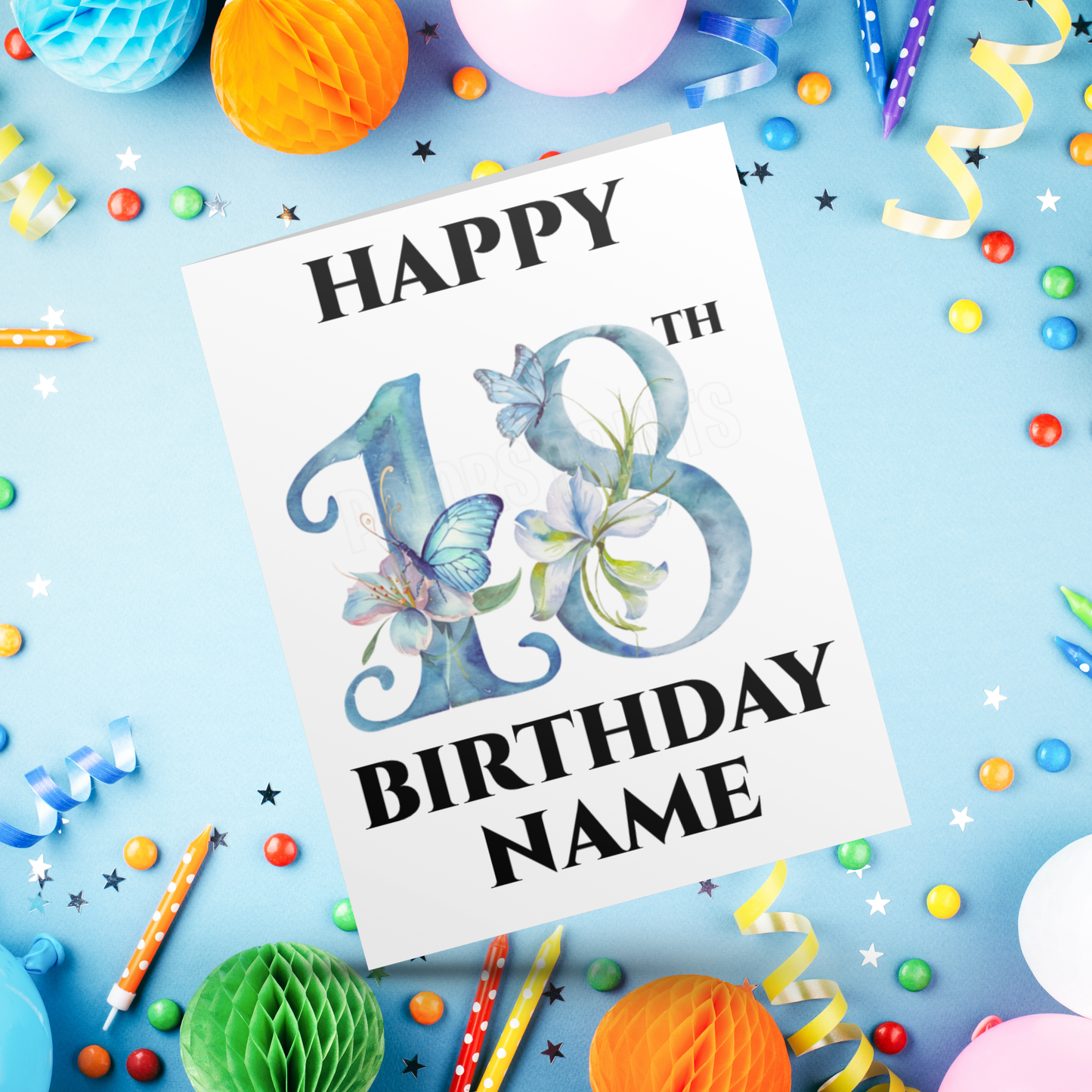 Personalised Blue Butterfly Milestone Birthday Card I 18th I 21st I 30th I 40th I 50th I 60th I 70th I 80th I 90th