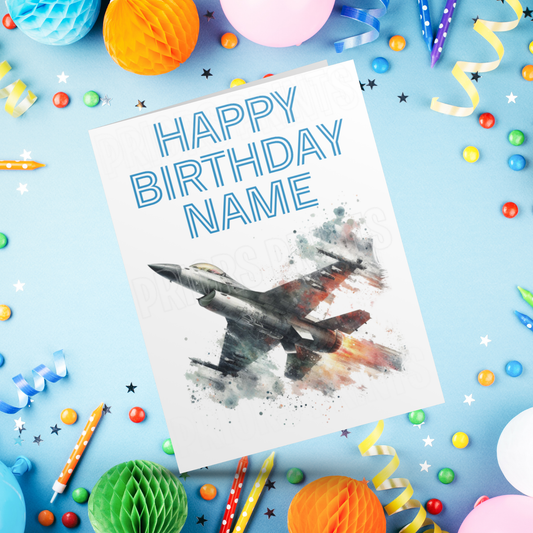 Personalised F16 Plane Birthday Card