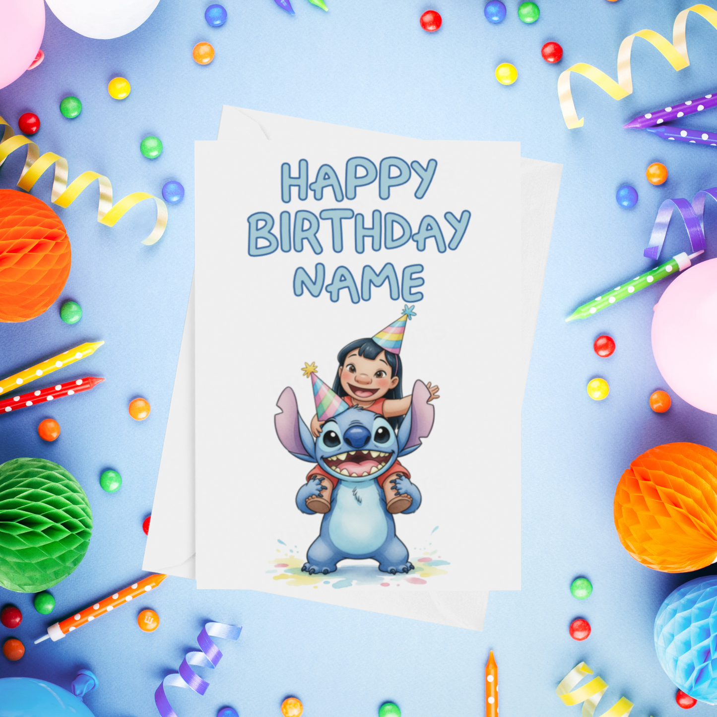 Angel, Lilo & Stitch Personalised Birthday Card