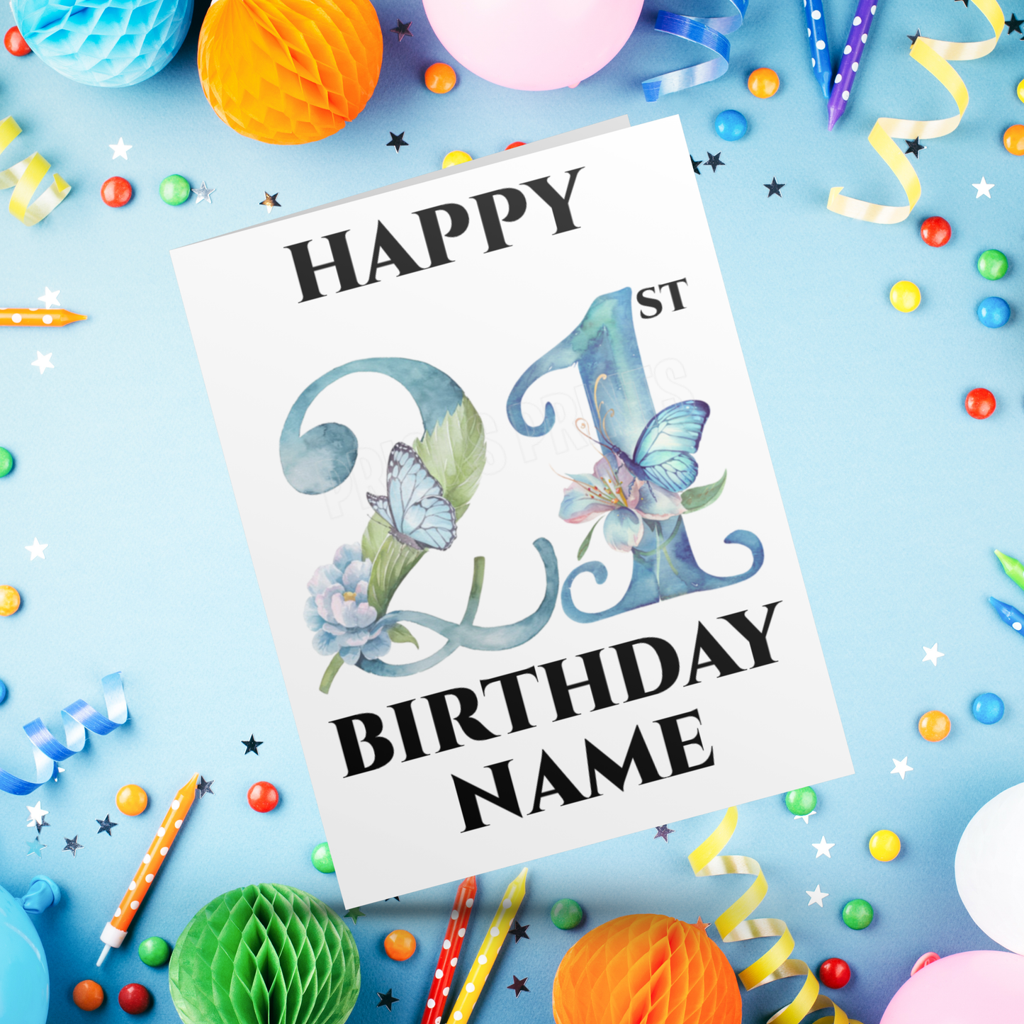 Personalised Blue Butterfly Milestone Birthday Card I 18th I 21st I 30th I 40th I 50th I 60th I 70th I 80th I 90th