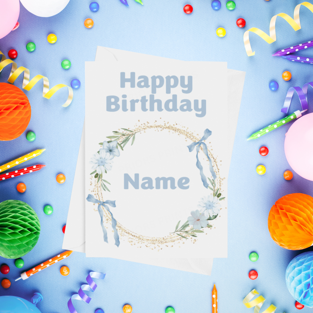 Flower Wreath Personalised Birthday Card