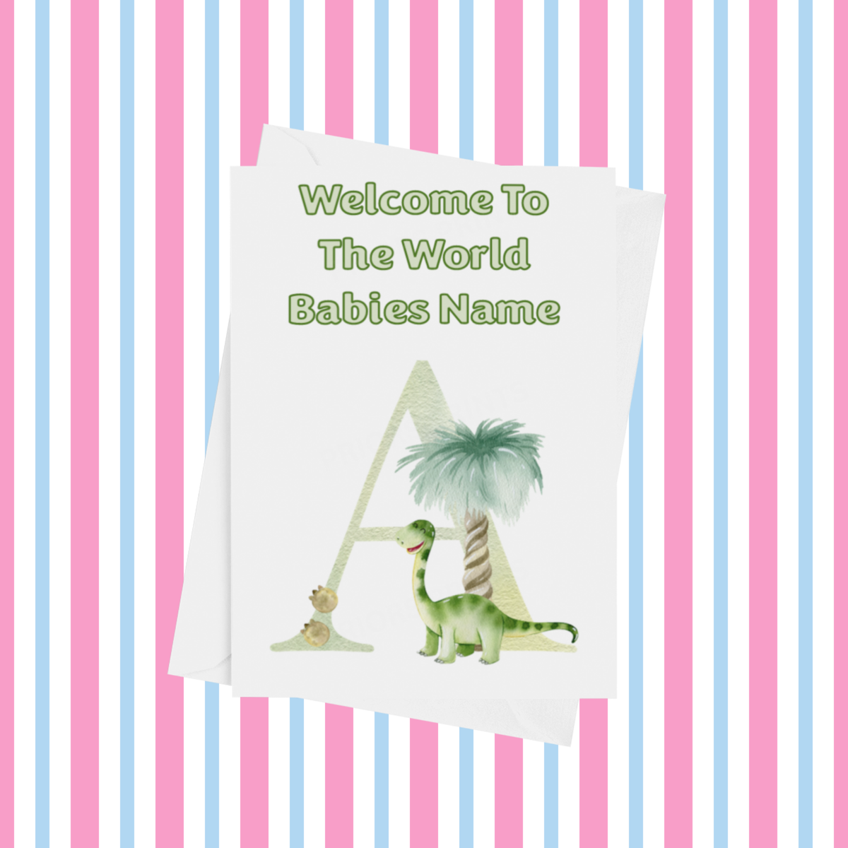 Welcome To The World Dinosaur Personalised Card for New Baby in Gold