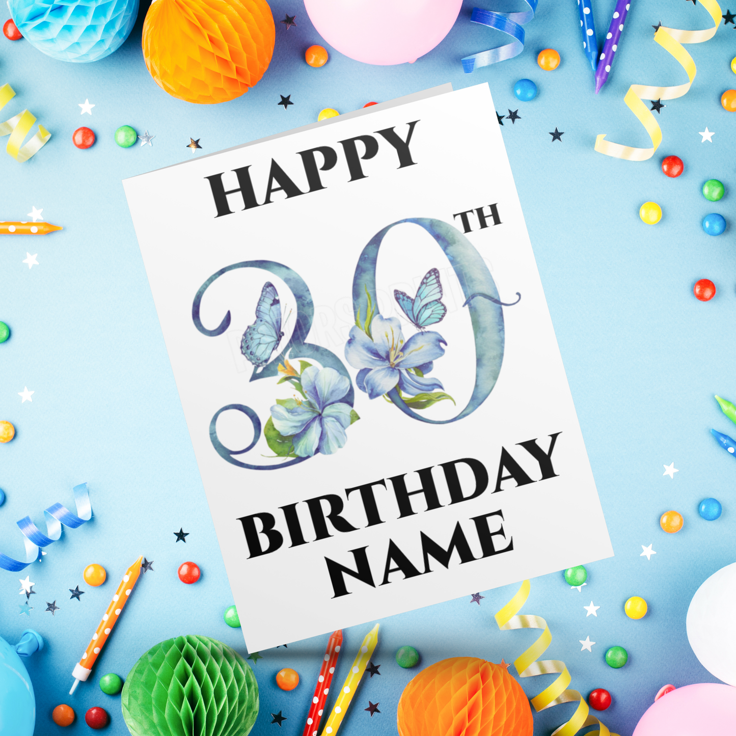 Personalised Blue Butterfly Milestone Birthday Card I 18th I 21st I 30th I 40th I 50th I 60th I 70th I 80th I 90th