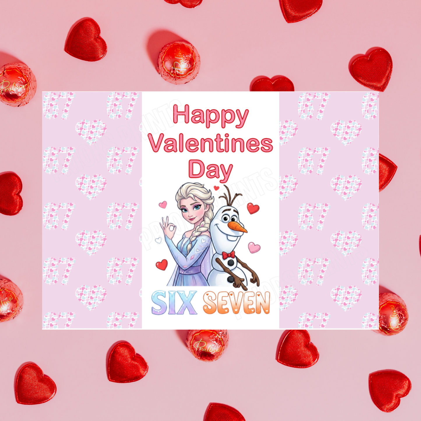Six Seven Character Valentines Day Chocolate Bar Wrapper I Stitch I Angel I Mickey I Minnie I Spiderman I Elsa I Aladdin I Daisy I Beauty & The Beast I 67 I Sixseven