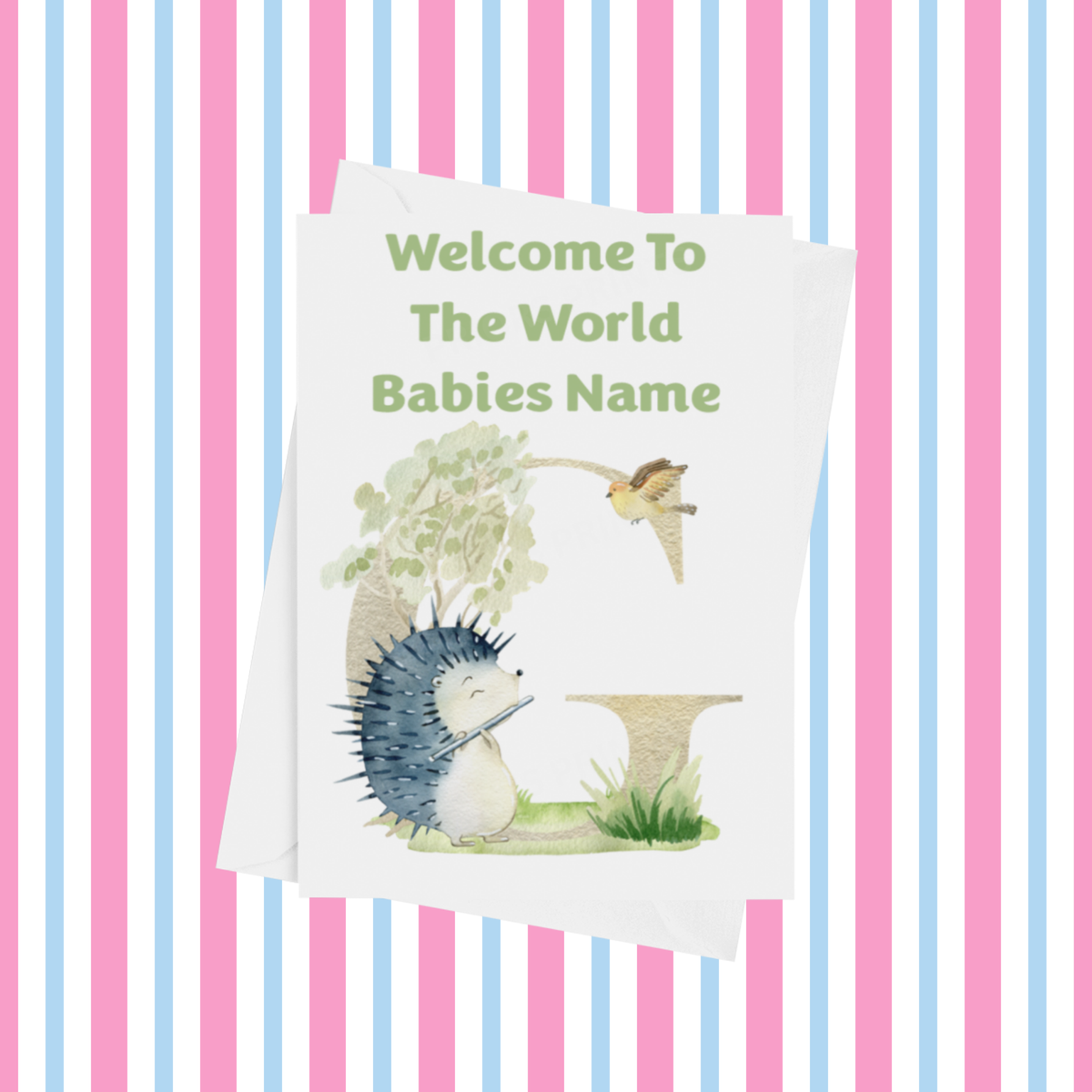 Welcome To The World Music Animals Personalised Card for New Baby