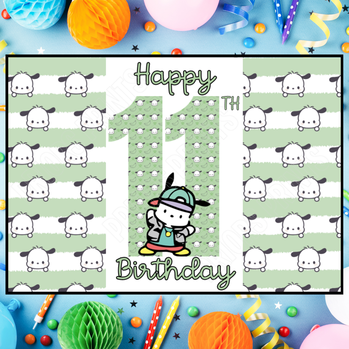 Pochacco Birthday Chocolate Bar Wrapper with Age 5-20 Years (Matches Cards)