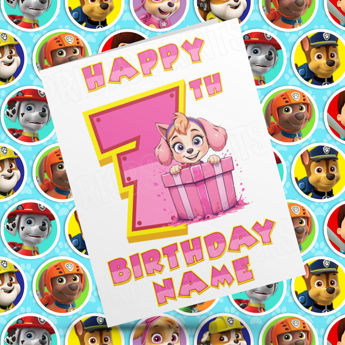 Personalised Pink Paw Patrol Birthday Card with Age 1-9 Years