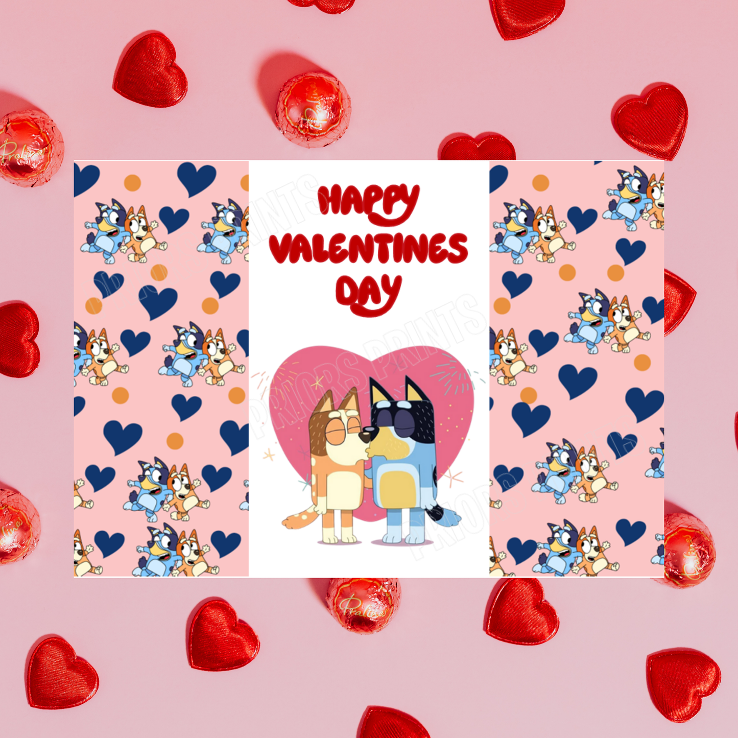 Bluey Valentines Chocolate Bar Wrapper