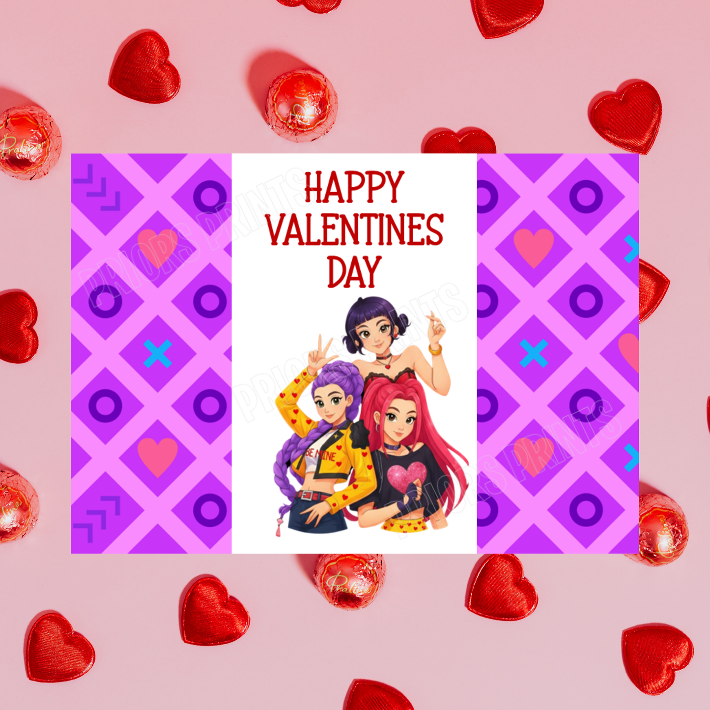 K-Pop demon Hunters Valentines Chocolate Bar Wrapper I K Pop demon Hunters I Rumi I Zoey I Mira I Huntrix I Saja Boys I Jinu I Romance