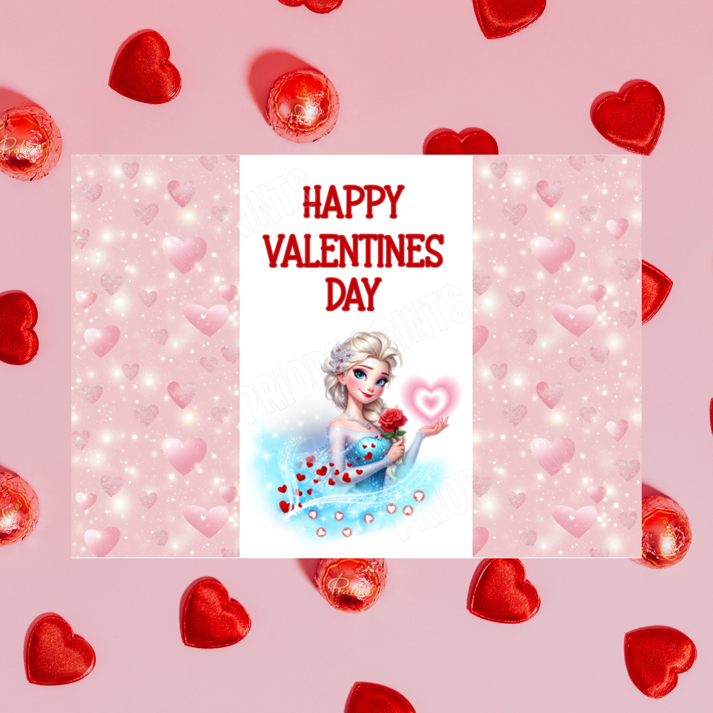 Princess Valentines Day Chocolate Bar Wrappers Anna  Belle  Cinderella  Merida Elsa  Jasmine  Ariel Mulan  Rapunzel  Snow White