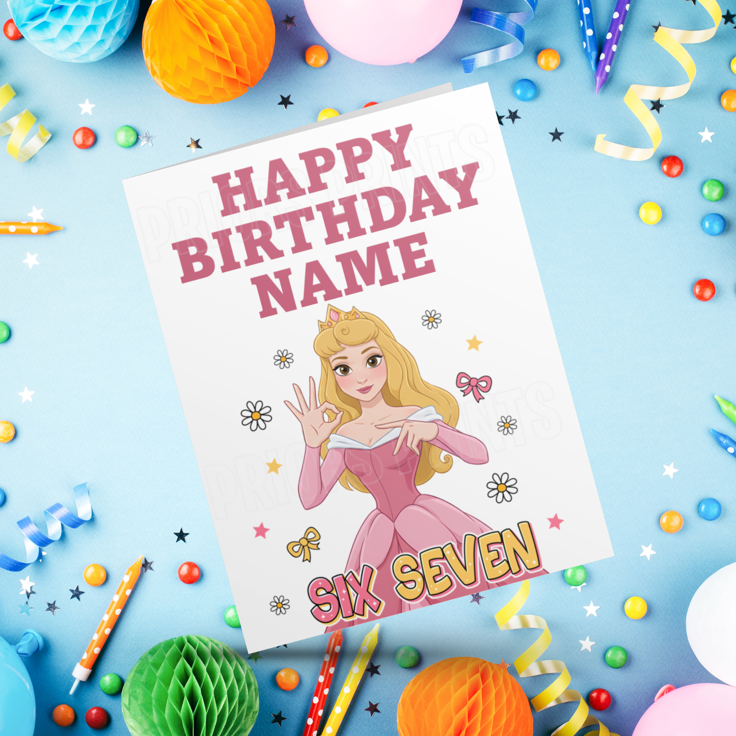 Princess Six Seven Personalised Birthday Card I Disney