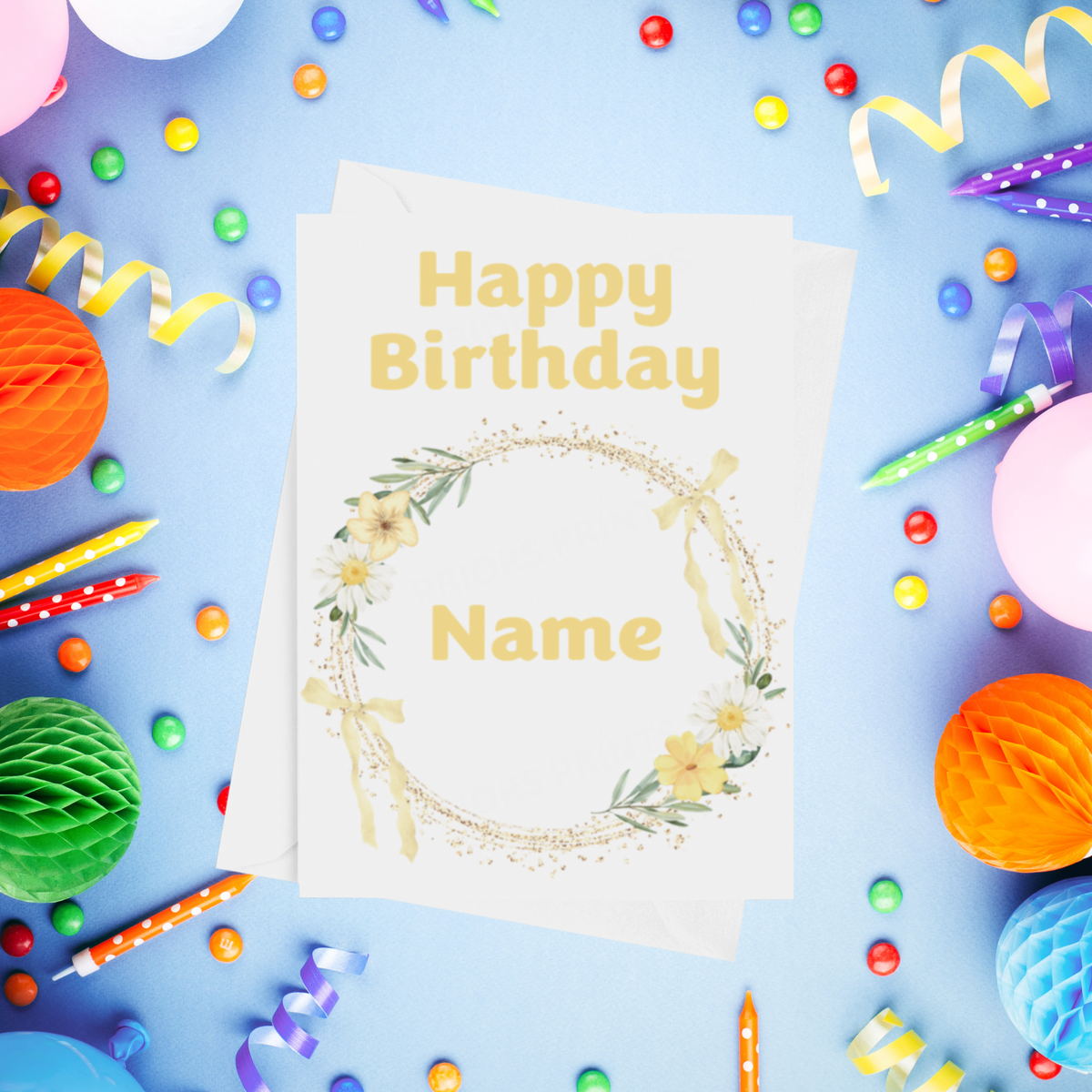 Flower Wreath Personalised Birthday Card
