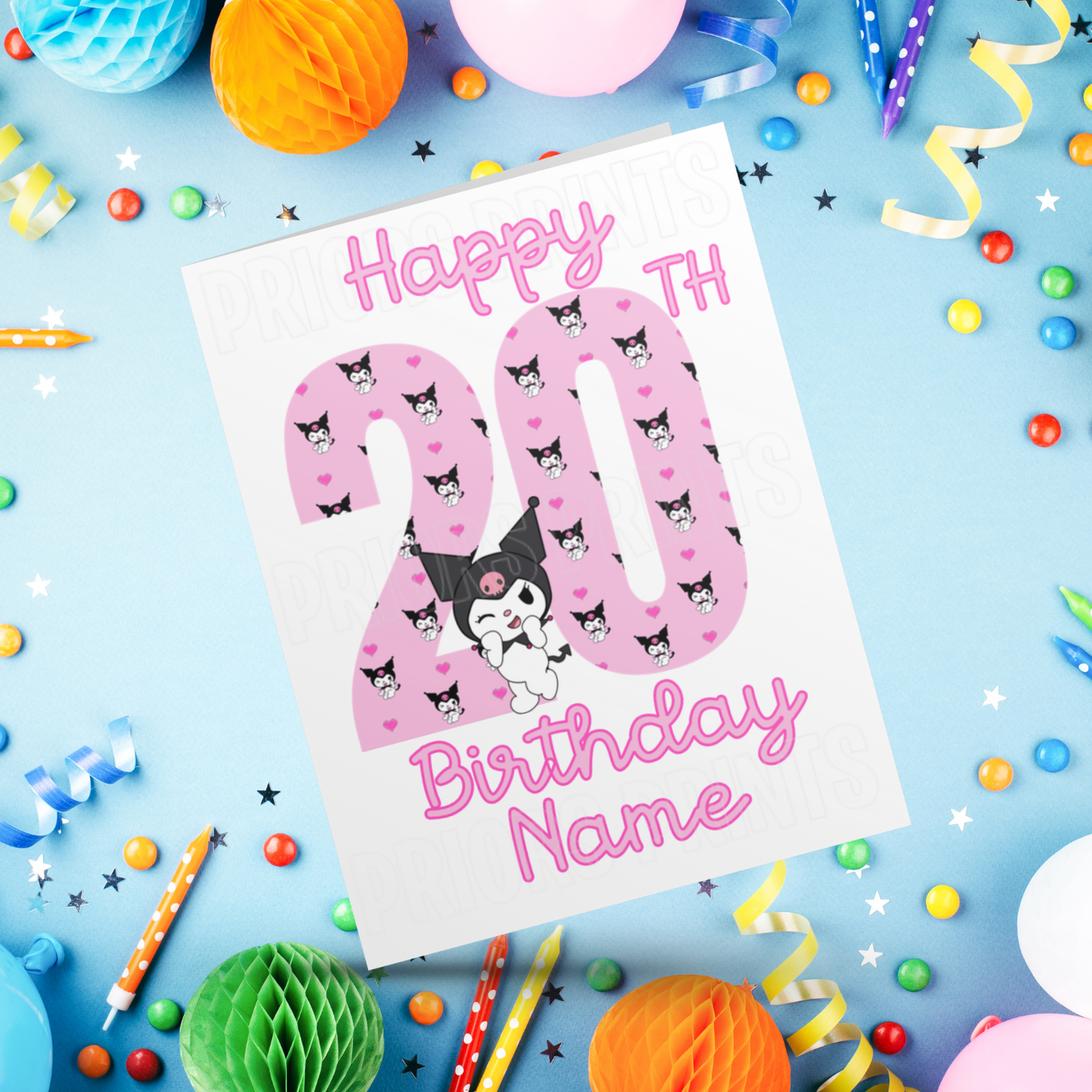 Personalised Kuromi Birthday Card with Age 1-20 Years (Sanrio- Hello Kitty & Friends)