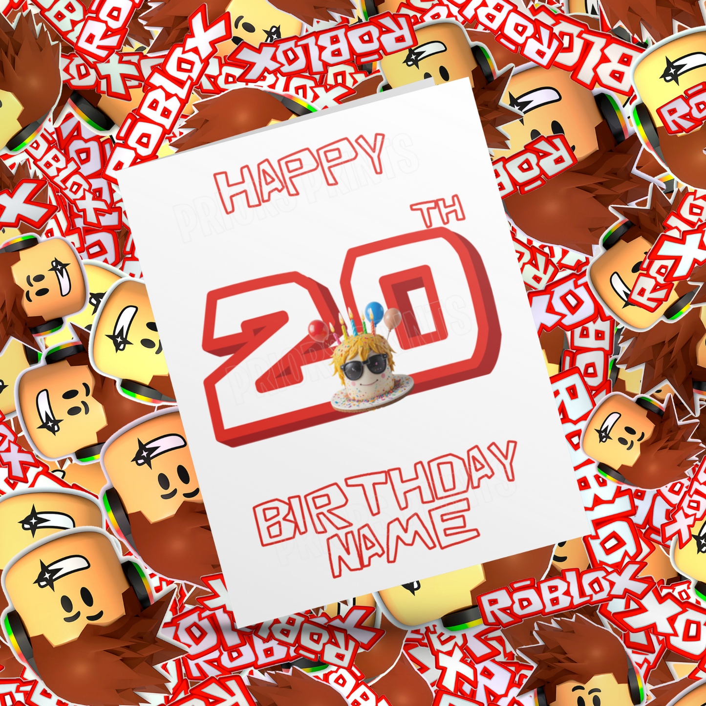 Personalised Roblox Birthday Card with Age 1-20 Years