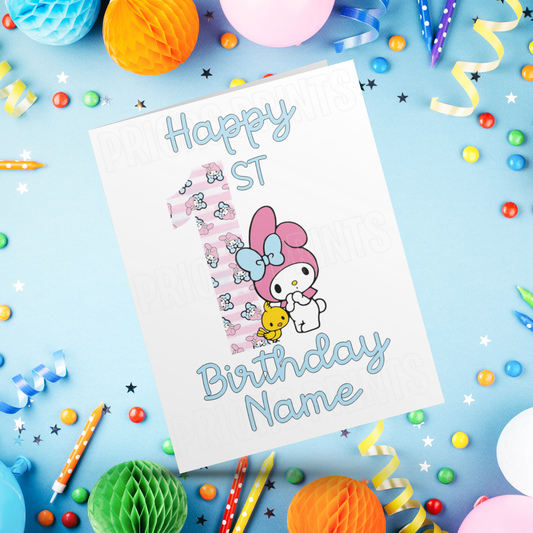 Personalised My Melody Birthday Card with Age 1-20 Years (Sanrio- Hello Kitty & Friends)