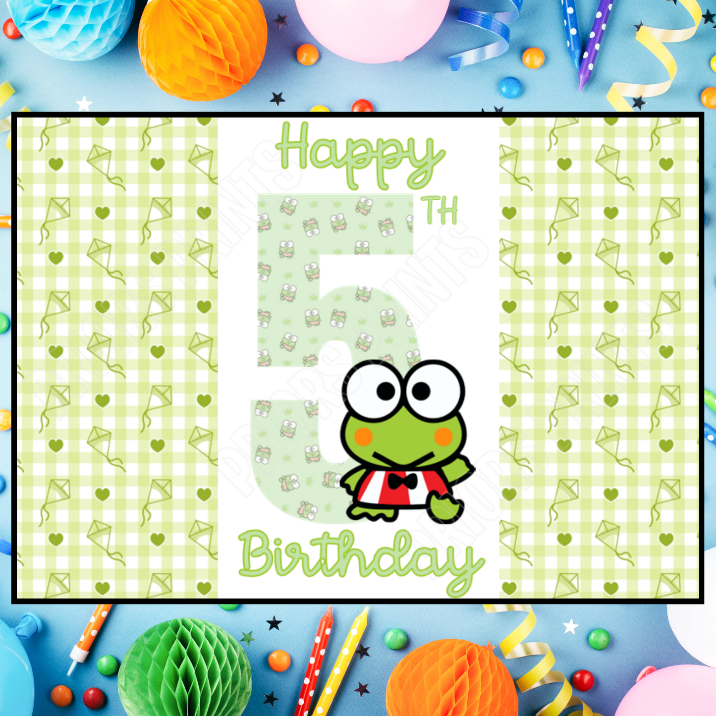 Keroppi Birthday Chocolate Bar Wrapper with Age 5-20 Years (Matches Cards)