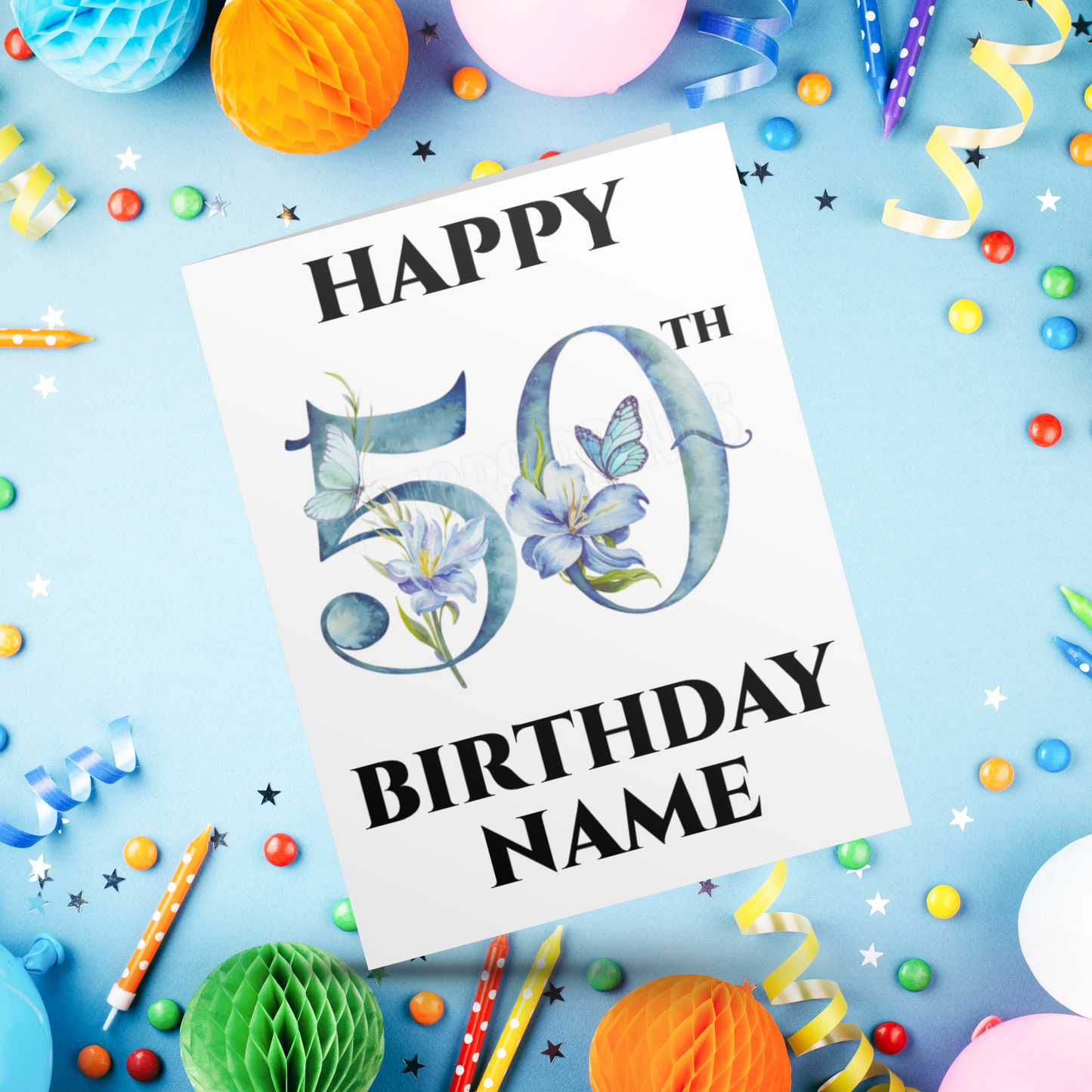 Personalised Blue Butterfly Milestone Birthday Card I 18th I 21st I 30th I 40th I 50th I 60th I 70th I 80th I 90th