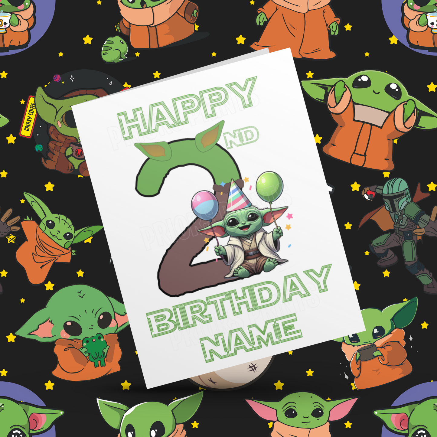 Personalised Baby Yoda Birthday Card with Age 1-20 Years (Starwars)
