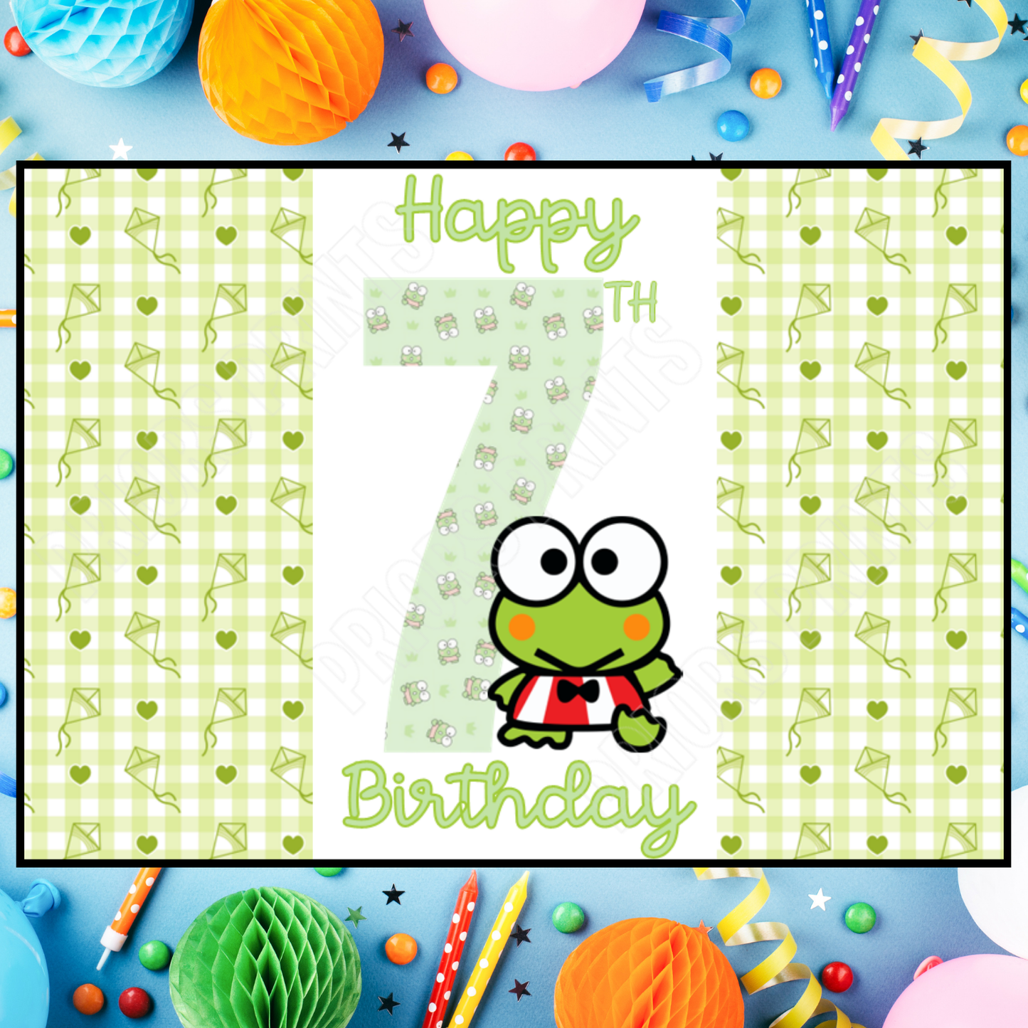 Keroppi Birthday Chocolate Bar Wrapper with Age 5-20 Years (Matches Cards)