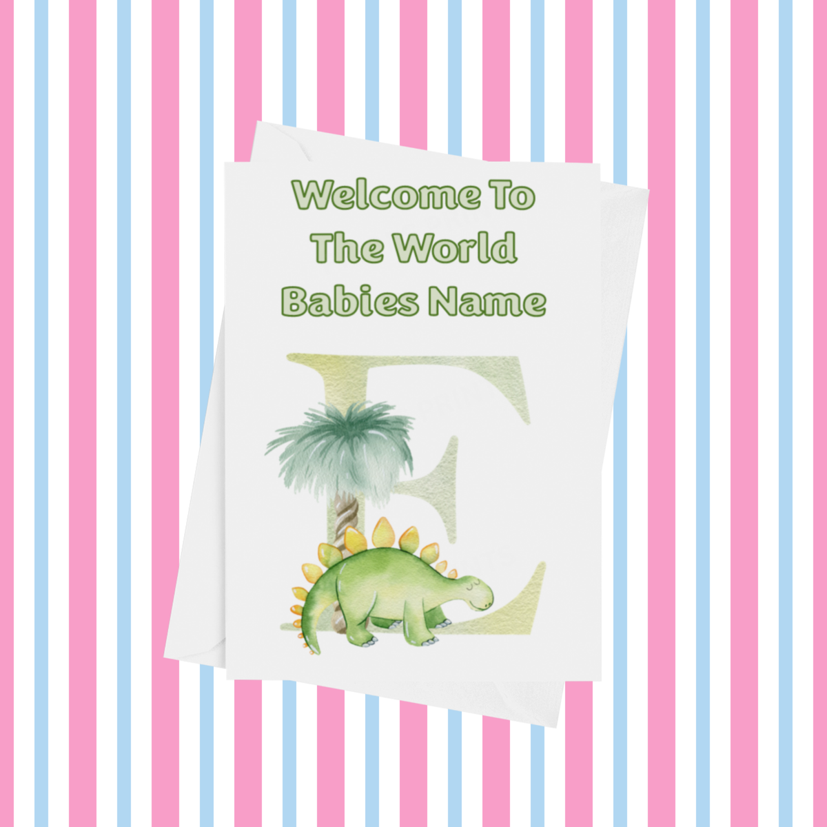 Welcome To The World Dinosaur Personalised Card for New Baby in Gold