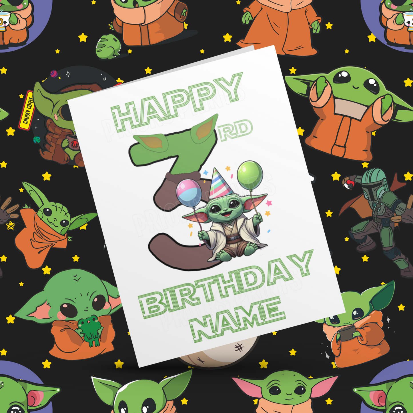 Personalised Baby Yoda Birthday Card with Age 1-20 Years (Starwars)