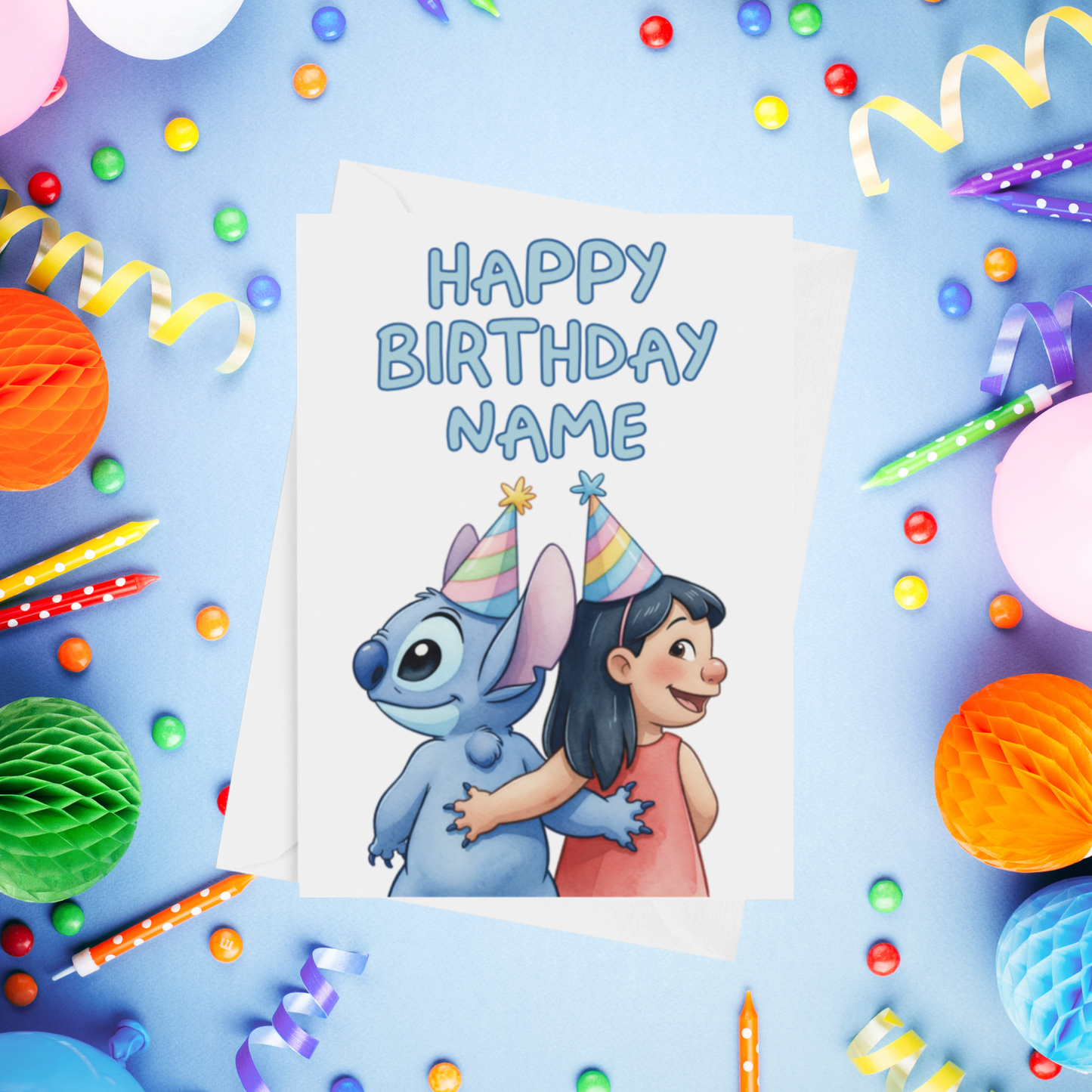 Angel, Lilo & Stitch Personalised Birthday Card
