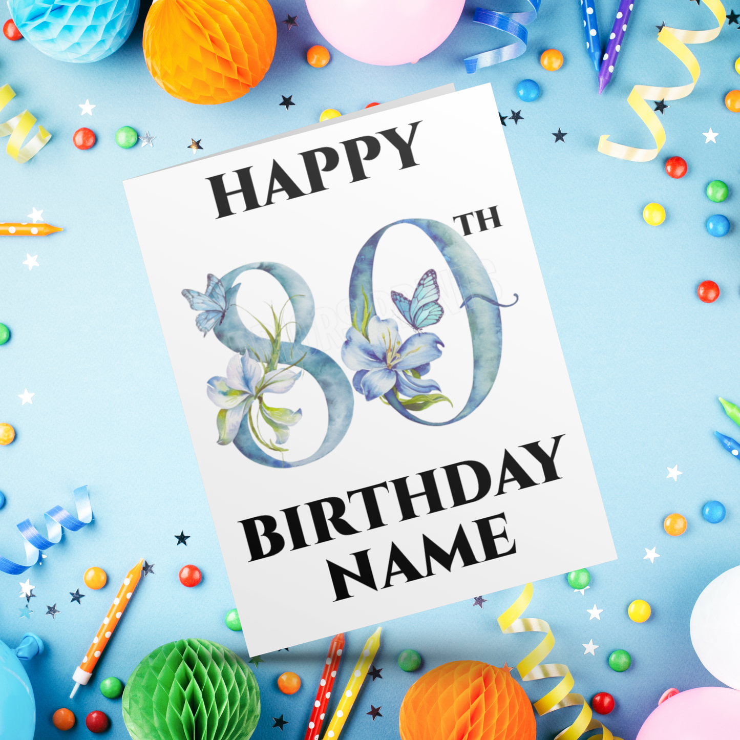 Personalised Blue Butterfly Milestone Birthday Card I 18th I 21st I 30th I 40th I 50th I 60th I 70th I 80th I 90th