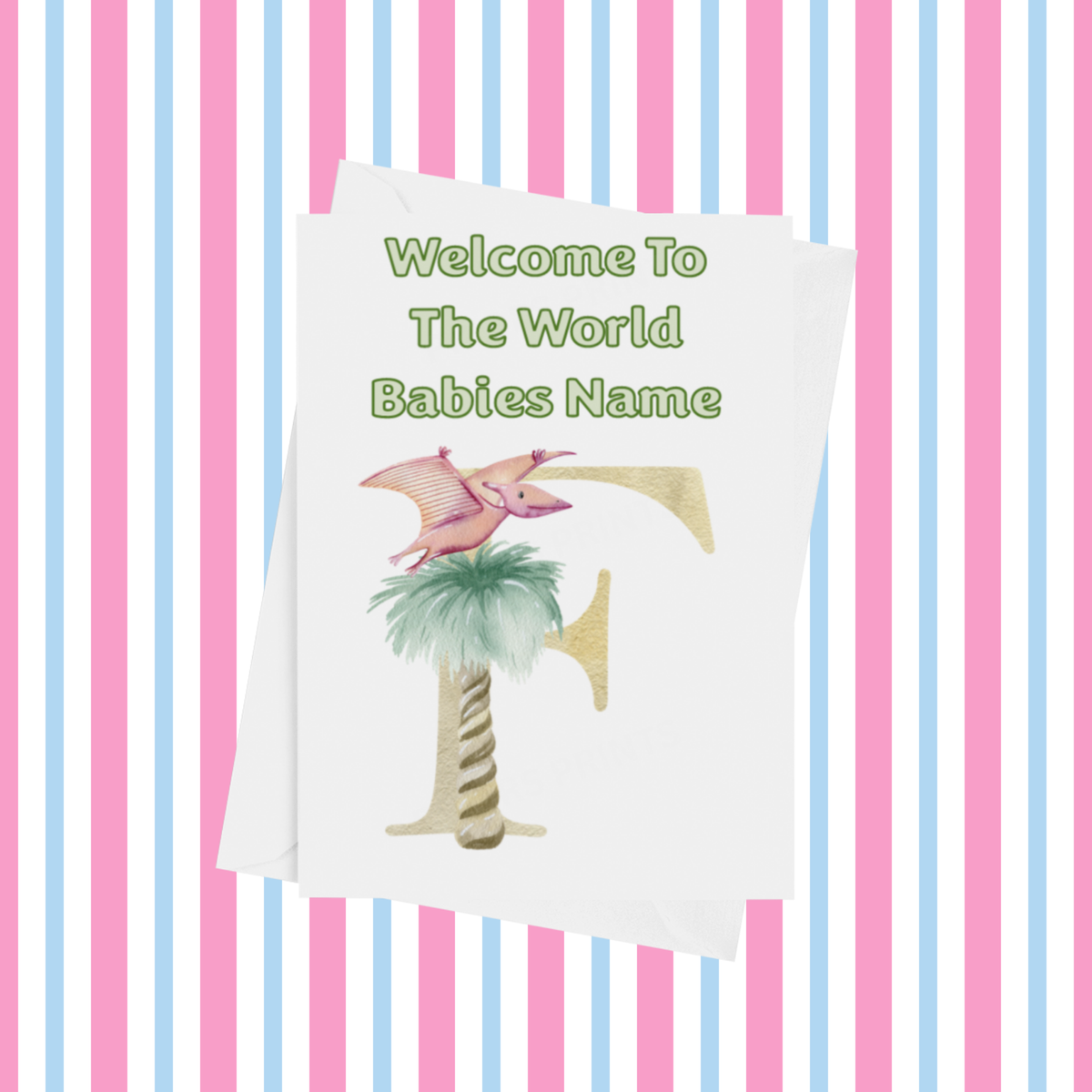 Welcome To The World Dinosaur Personalised Card for New Baby in Gold