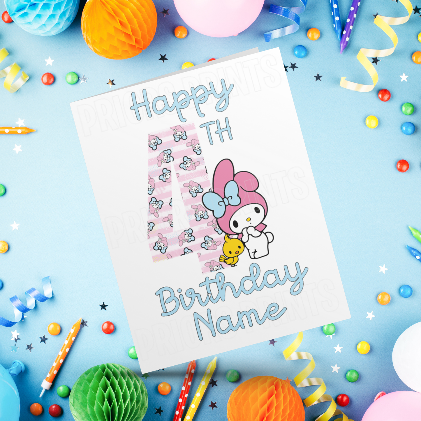 Personalised My Melody Birthday Card with Age 1-20 Years (Sanrio- Hello Kitty & Friends)