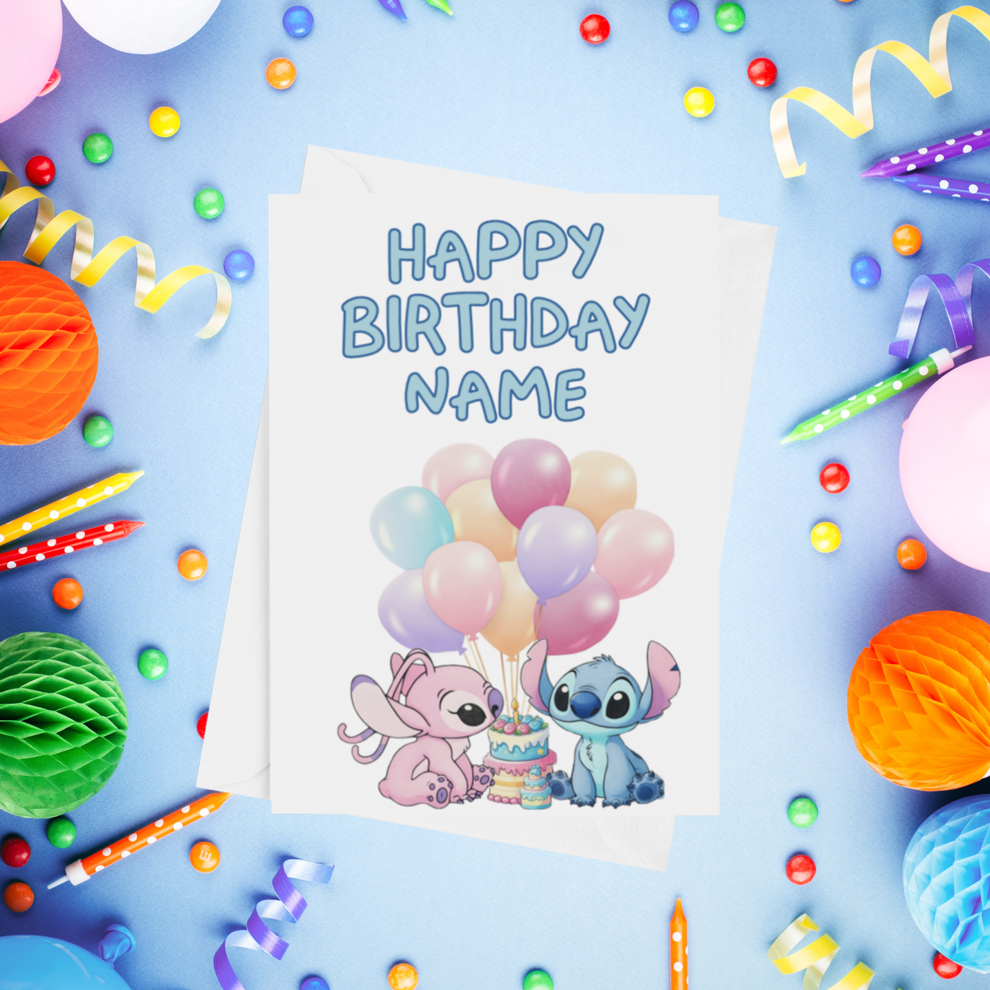 Angel, Lilo & Stitch Personalised Birthday Card