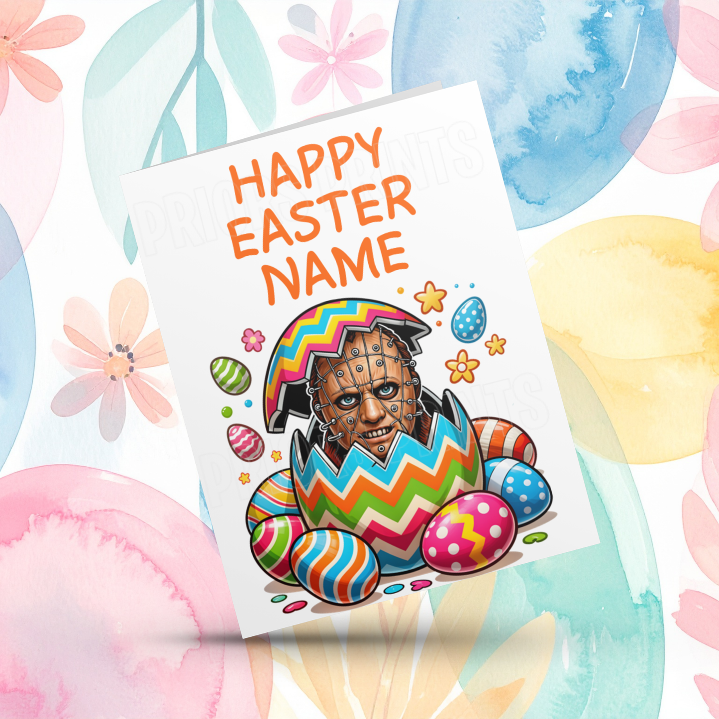 Mixed Characters in Easter Egg Personalised Easter Card- Listing 1