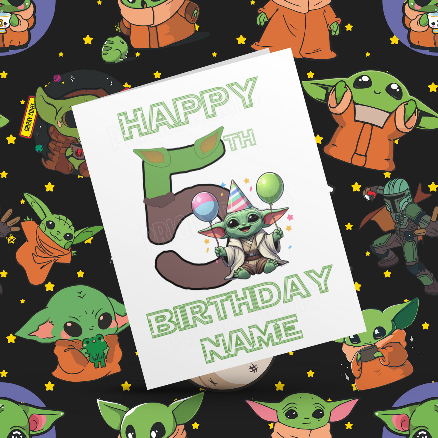 Personalised Baby Yoda Birthday Card with Age 1-20 Years (Starwars)
