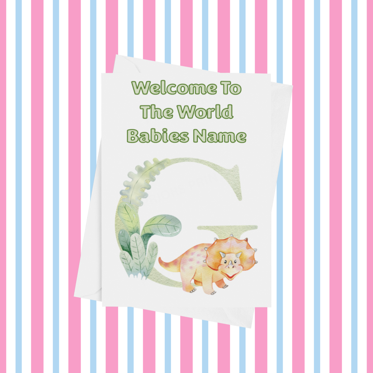 Welcome To The World Dinosaur Personalised Card for New Baby in Gold