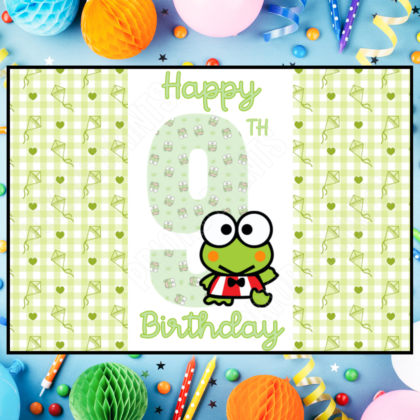 Keroppi Birthday Chocolate Bar Wrapper with Age 5-20 Years (Matches Cards)