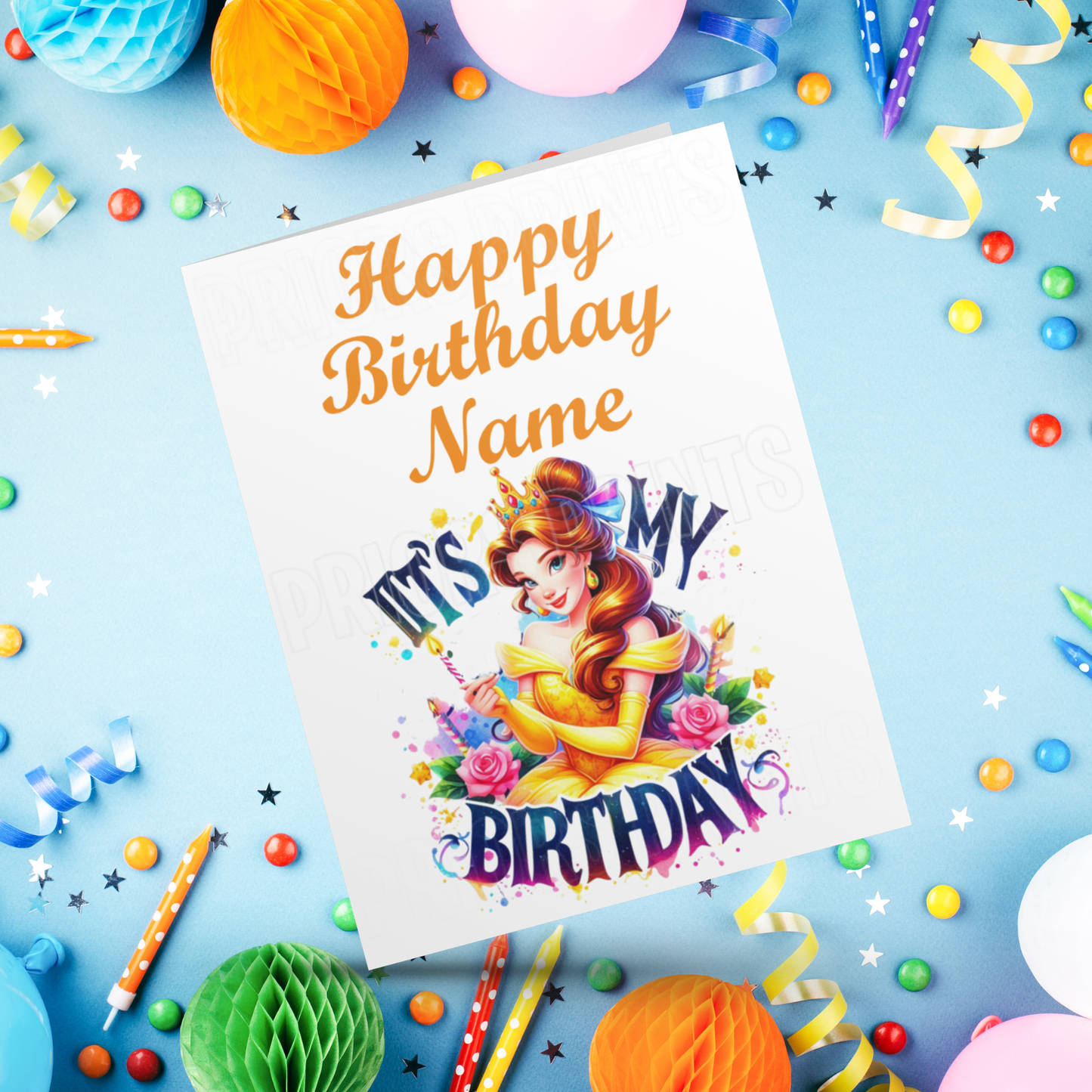 Personalised Belle Birthday Card I Beauty and The Beast