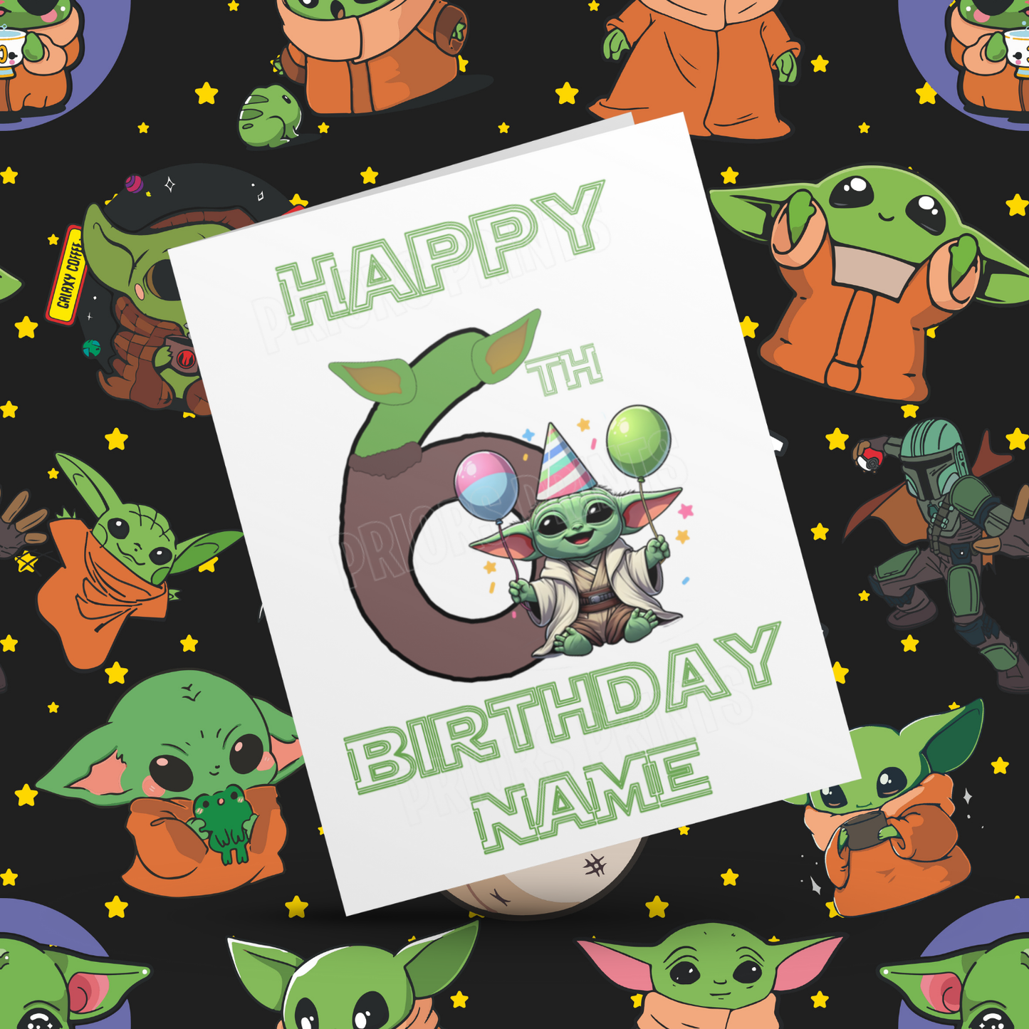 Personalised Baby Yoda Birthday Card with Age 1-20 Years (Starwars)