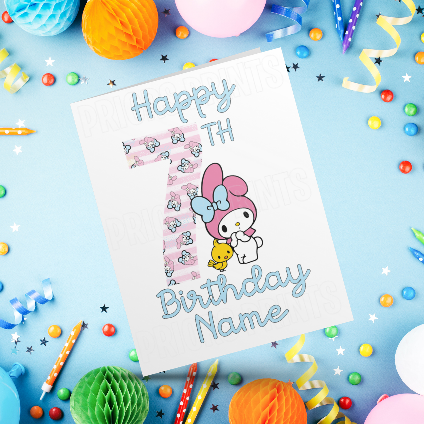 Personalised My Melody Birthday Card with Age 1-20 Years (Sanrio- Hello Kitty & Friends)