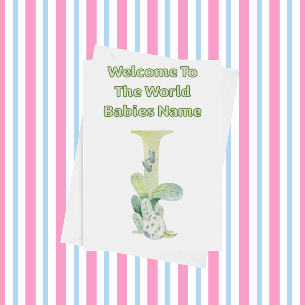 Welcome To The World Dinosaur Personalised Card for New Baby in Gold
