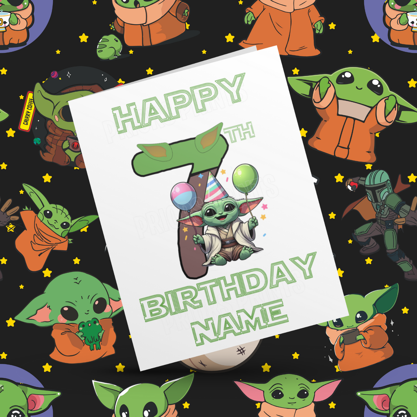 Personalised Baby Yoda Birthday Card with Age 1-20 Years (Starwars)