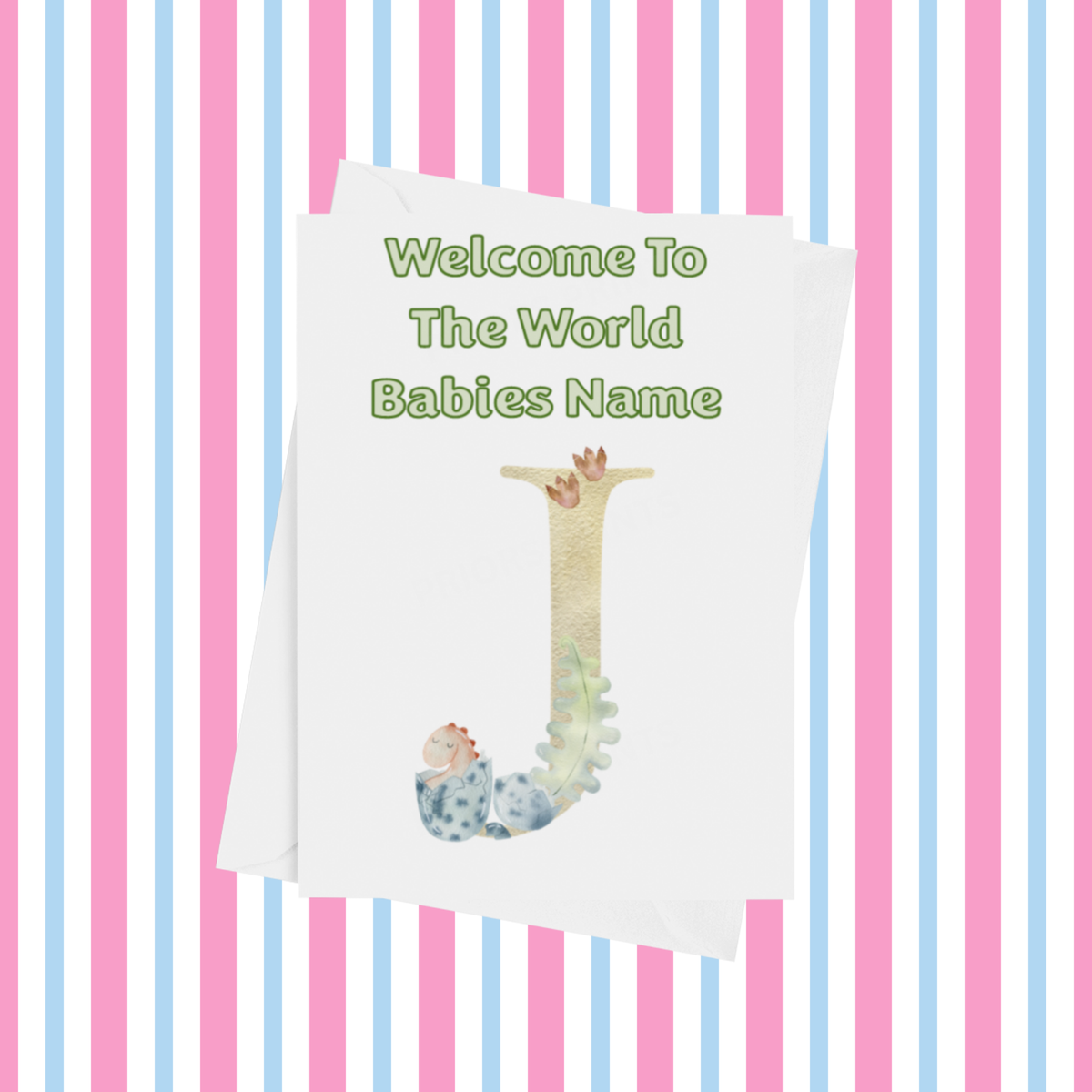 Welcome To The World Dinosaur Personalised Card for New Baby in Gold