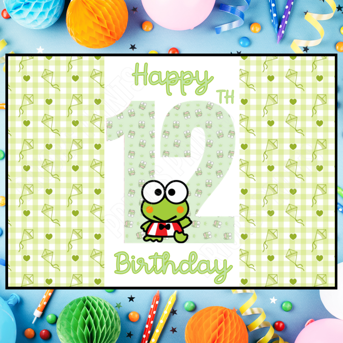 Keroppi Birthday Chocolate Bar Wrapper with Age 5-20 Years (Matches Cards)